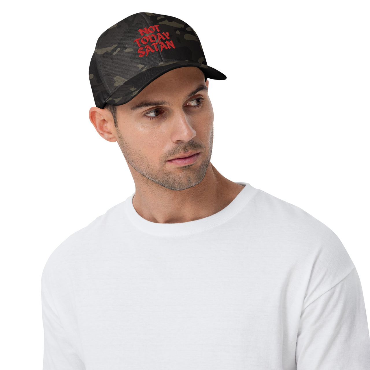 "Not Today Satan" Structured Twill Flexfit Hat