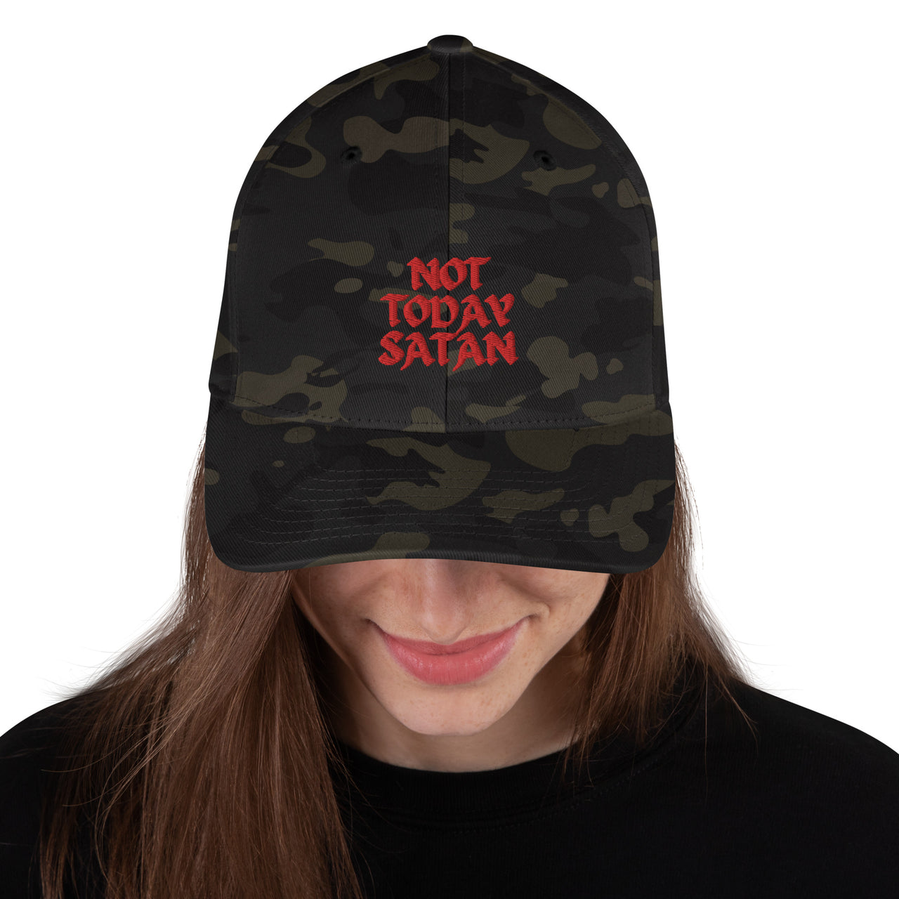 "Not Today Satan" Structured Twill Flexfit Hat