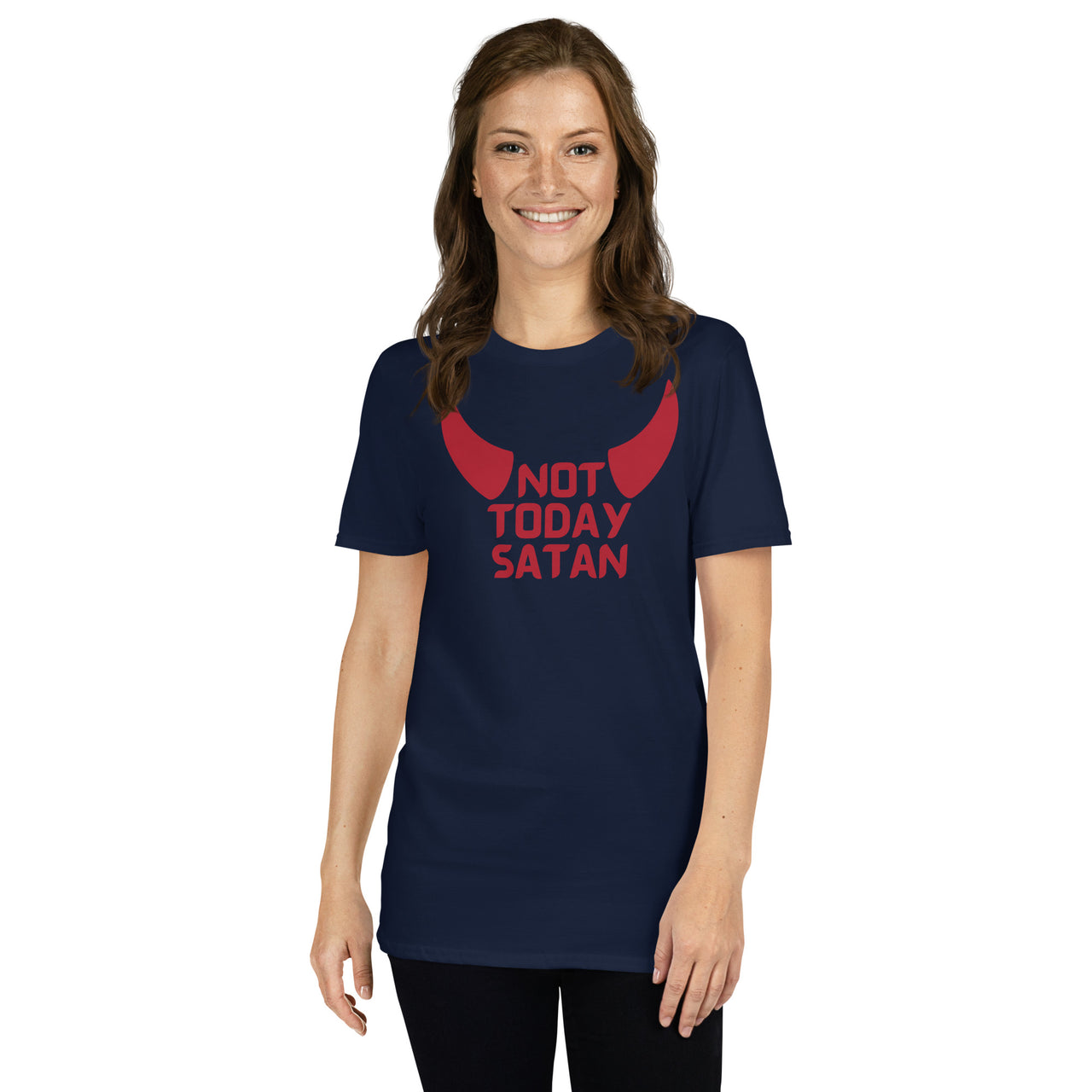 "Not Today Satan" Unisex Softstyle T-Shirt 5