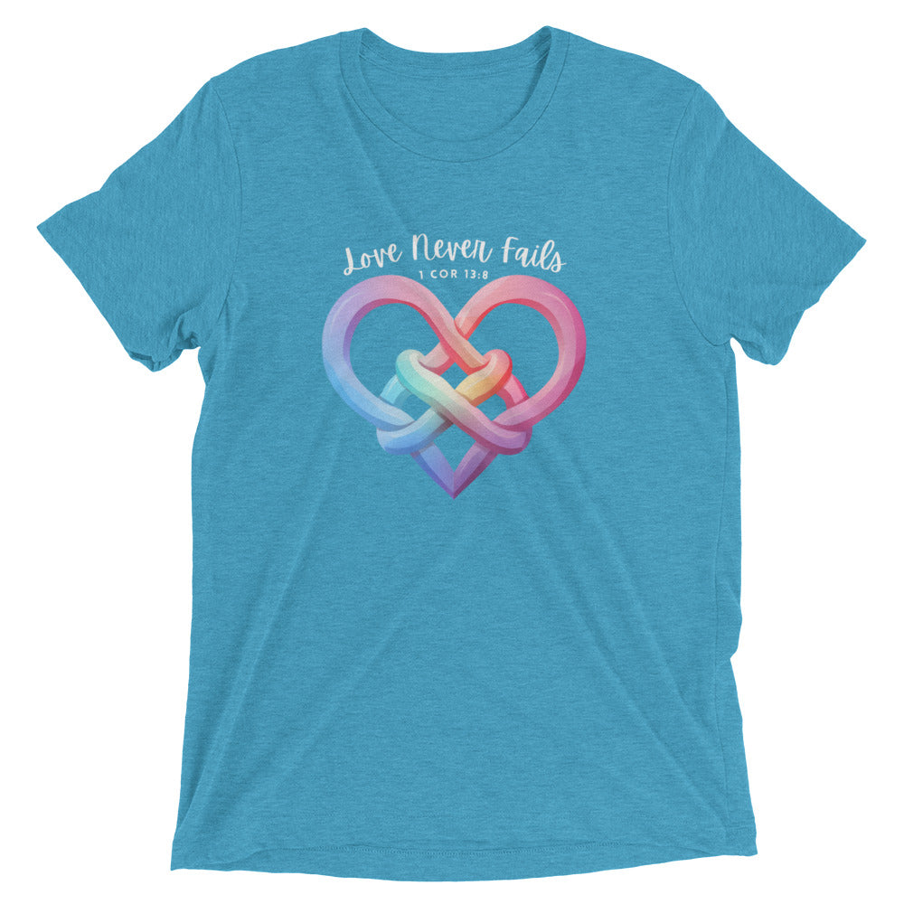 "Love Never Fails" Unisex Tri-Blend T-Shirt 8