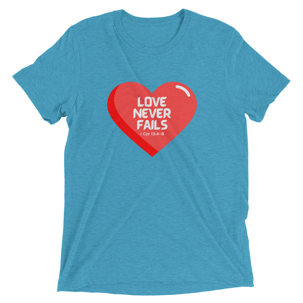 "Love Never Fails" Unisex Tri-Blend T-Shirt 14
