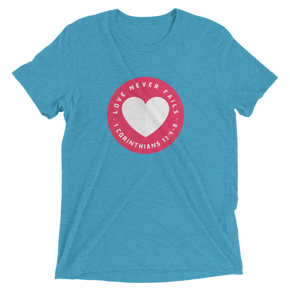 "Love Never Fails" Unisex Tri-Blend T-Shirt 16