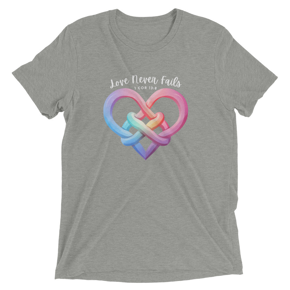 "Love Never Fails" Unisex Tri-Blend T-Shirt 8