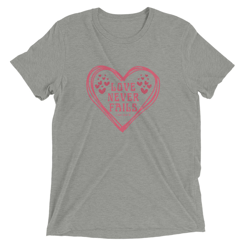 "Love Never Fails" Unisex Tri-Blend T-Shirt 11