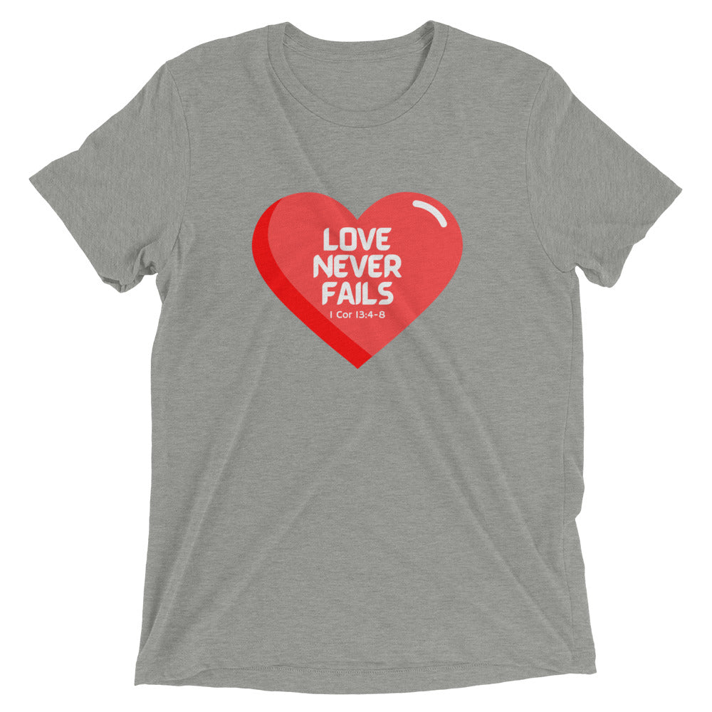 "Love Never Fails" Unisex Tri-Blend T-Shirt 14
