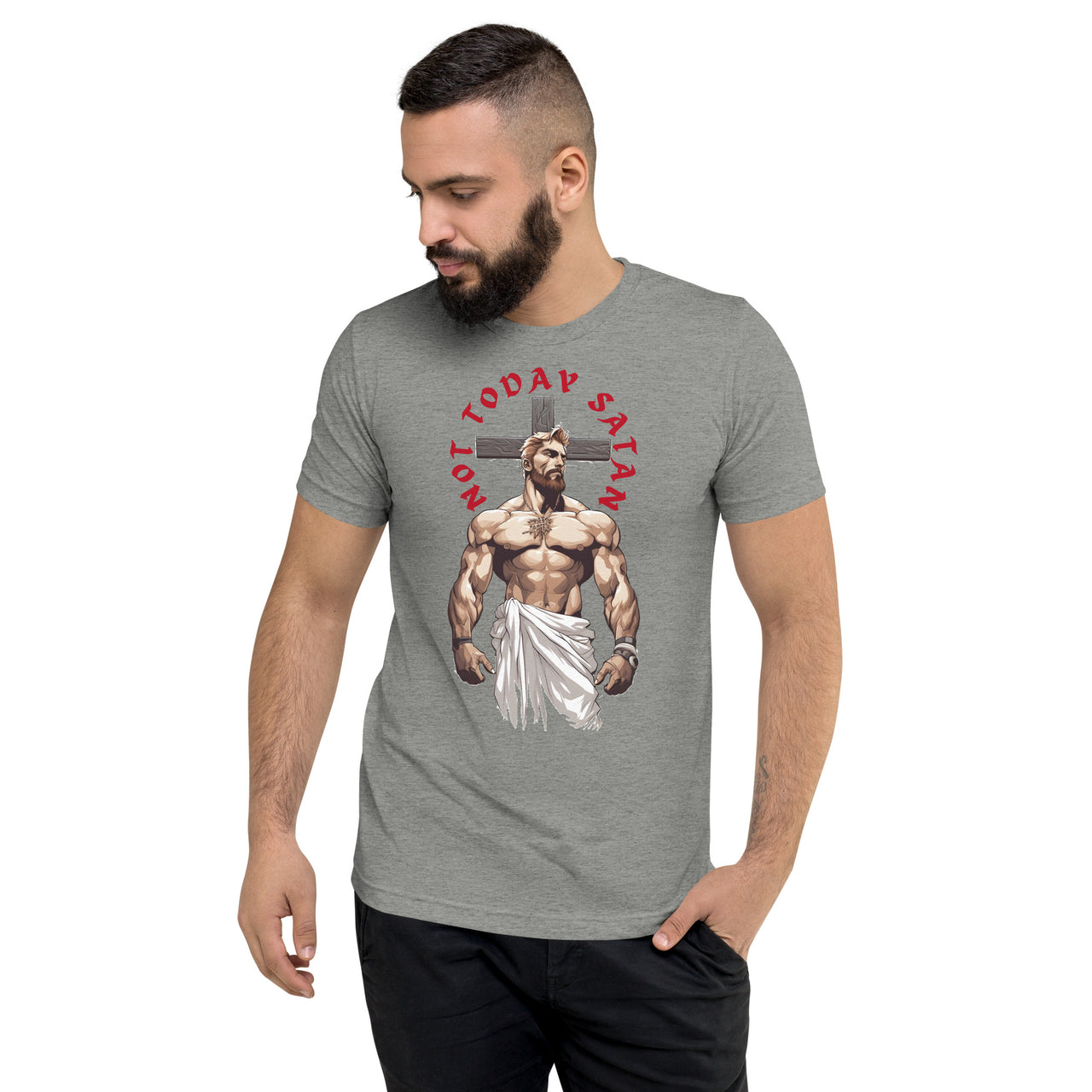 "Not Today Satan" Unisex Tri-Blend T-Shirt 3