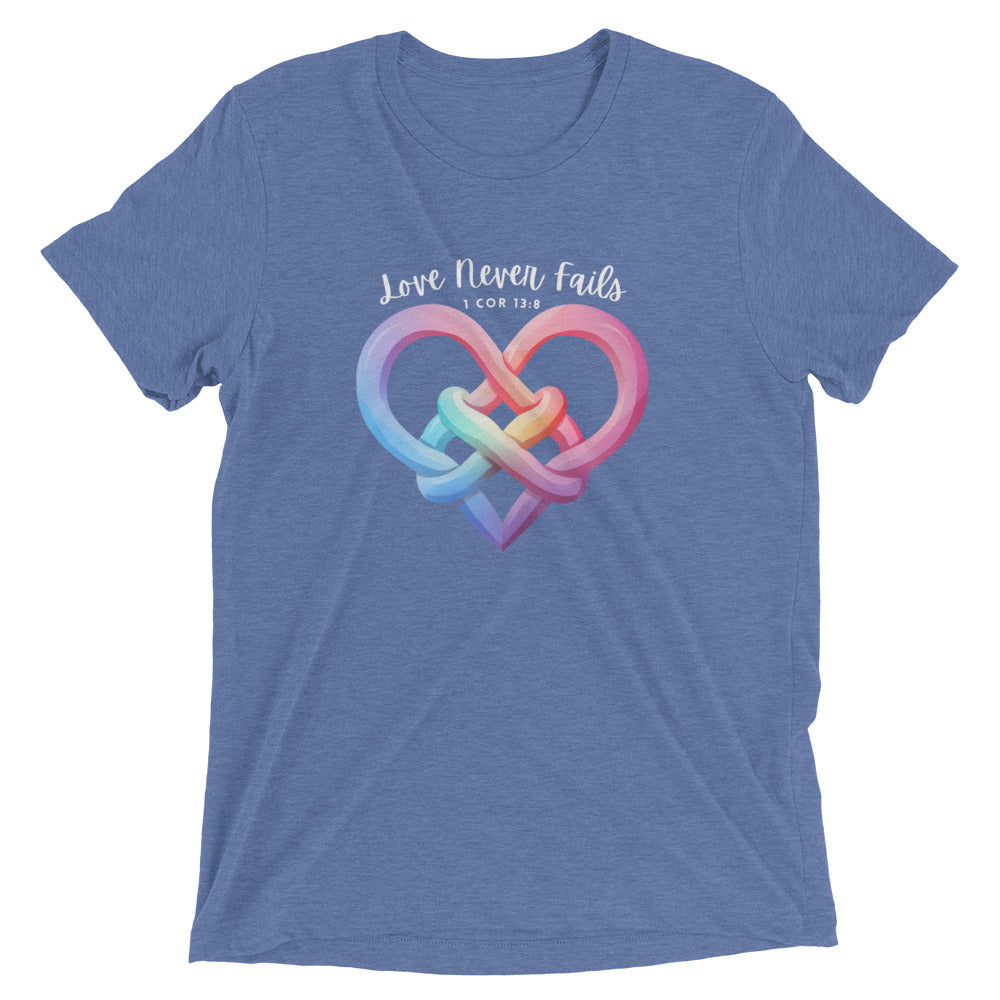 "Love Never Fails" Unisex Tri-Blend T-Shirt 8