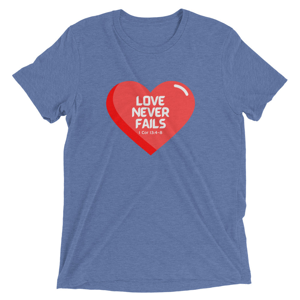 "Love Never Fails" Unisex Tri-Blend T-Shirt 14