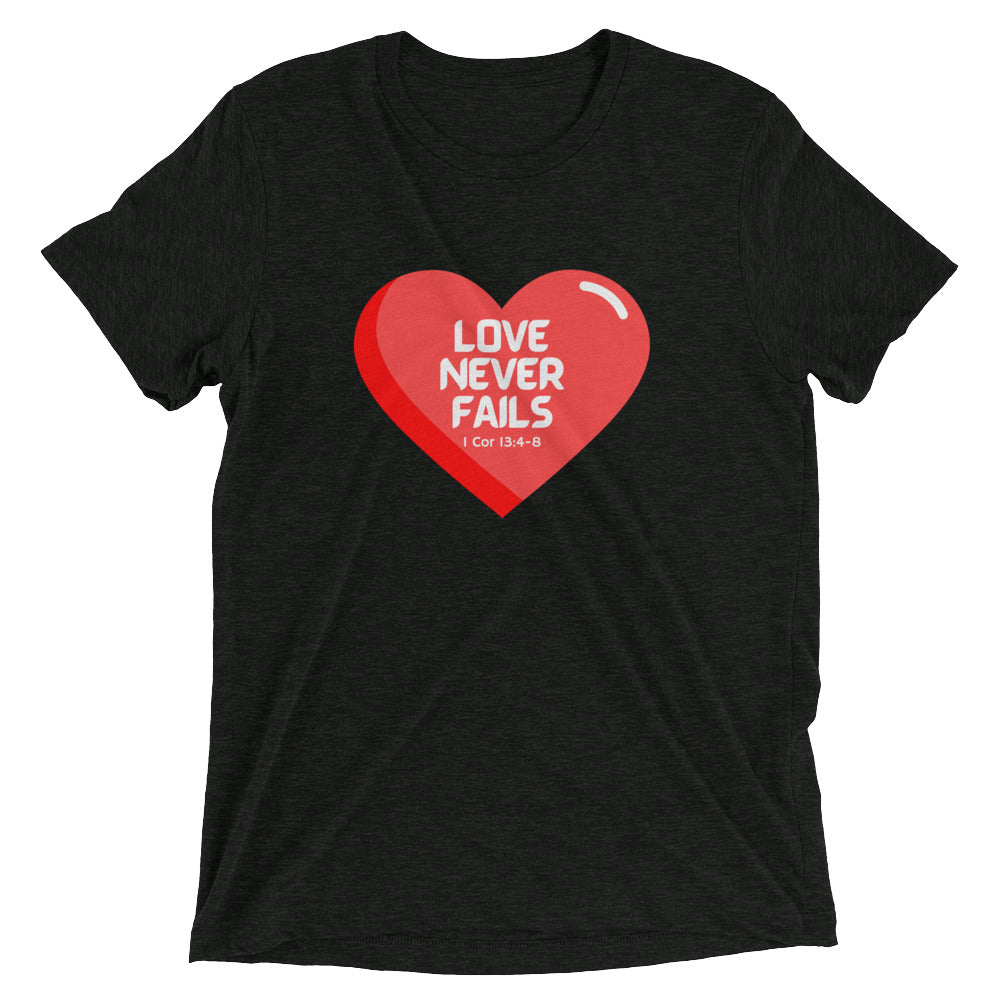 "Love Never Fails" Unisex Tri-Blend T-Shirt 14