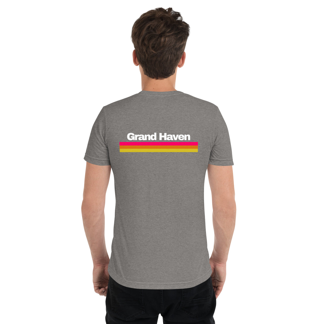 "Grand Haven Three Stripe" Unisex Tri-blend T-shirt