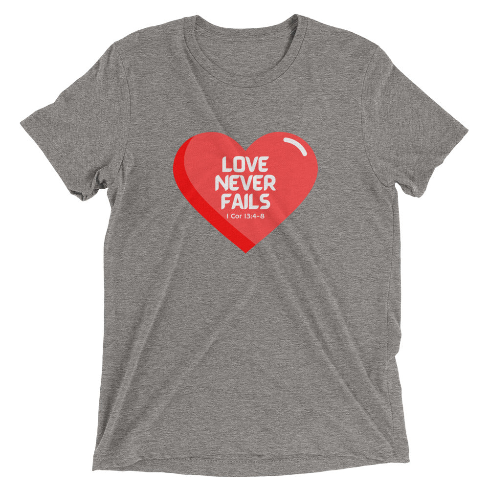"Love Never Fails" Unisex Tri-Blend T-Shirt 14