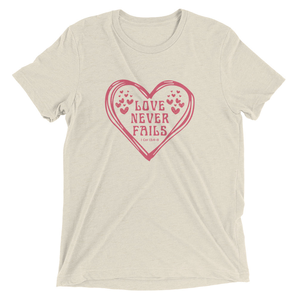 "Love Never Fails" Unisex Tri-Blend T-Shirt 11
