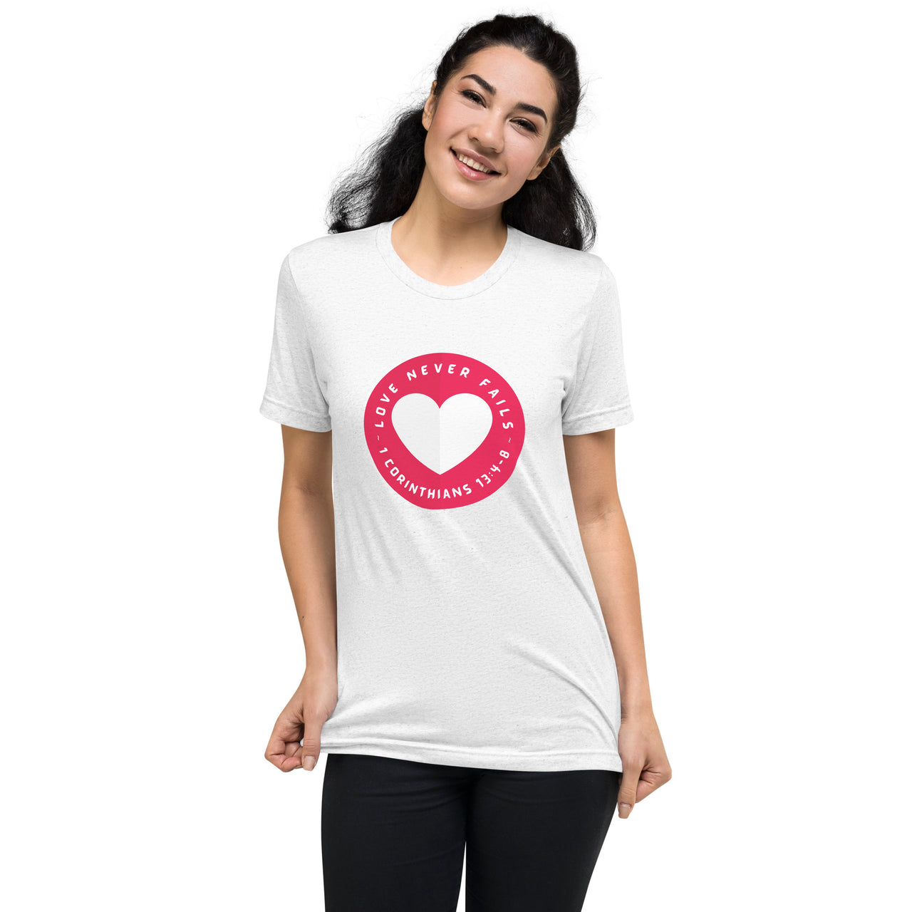 "Love Never Fails" Unisex Tri-Blend T-Shirt 16