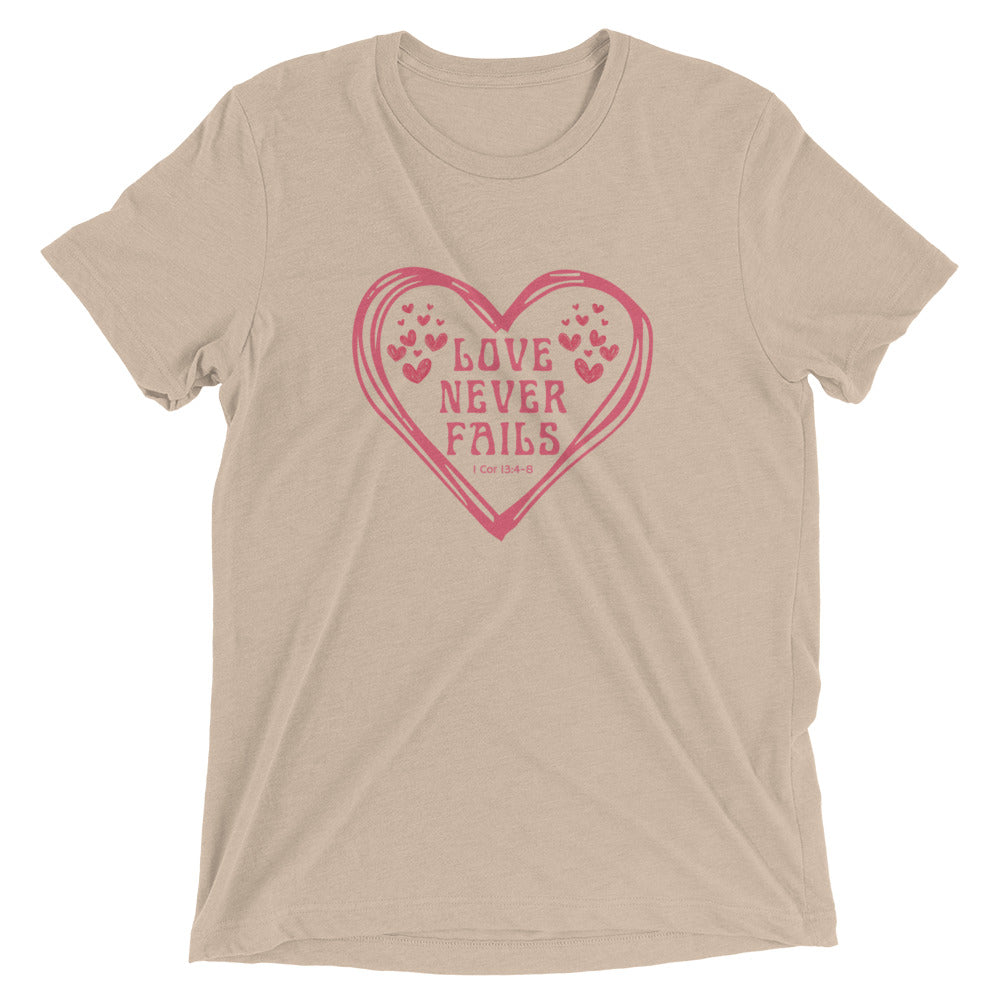 "Love Never Fails" Unisex Tri-Blend T-Shirt 11