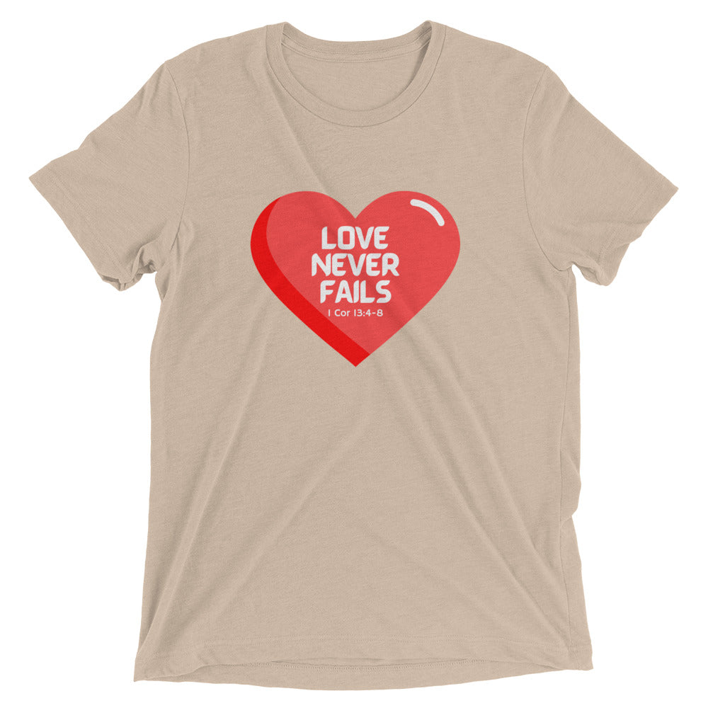 "Love Never Fails" Unisex Tri-Blend T-Shirt 14
