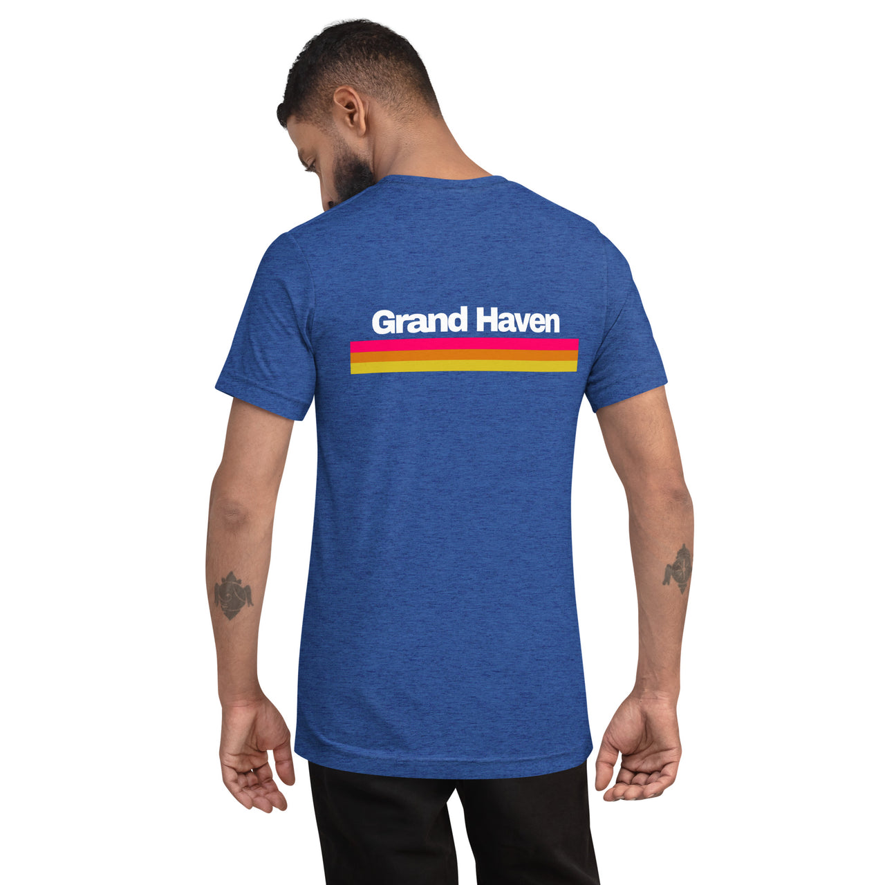 "Grand Haven Three Stripe" Unisex Tri-blend T-shirt