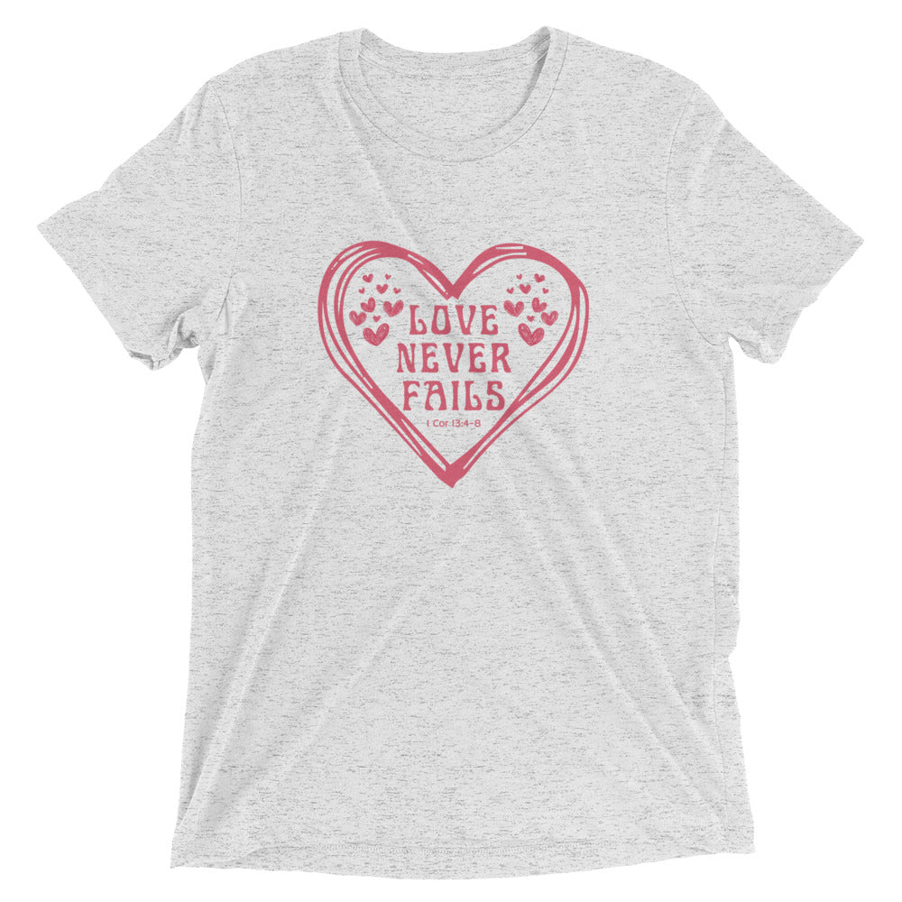 "Love Never Fails" Unisex Tri-Blend T-Shirt 11