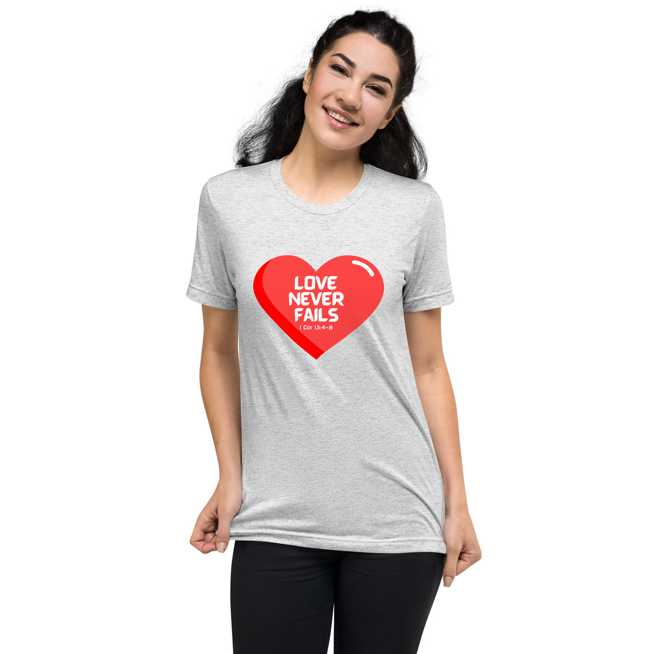 "Love Never Fails" Unisex Tri-Blend T-Shirt 14