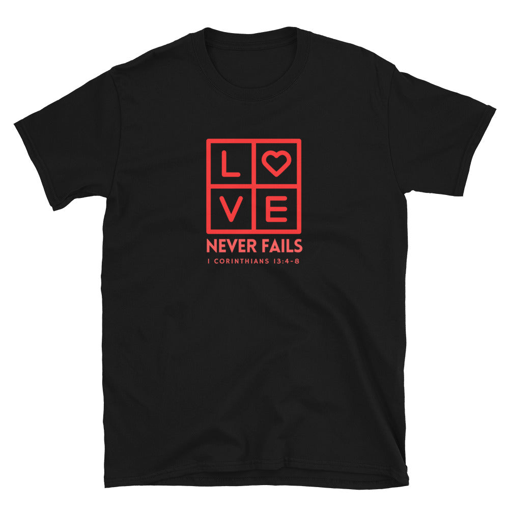 "Love Never Fails" Unisex Softstyle T-Shirt 12