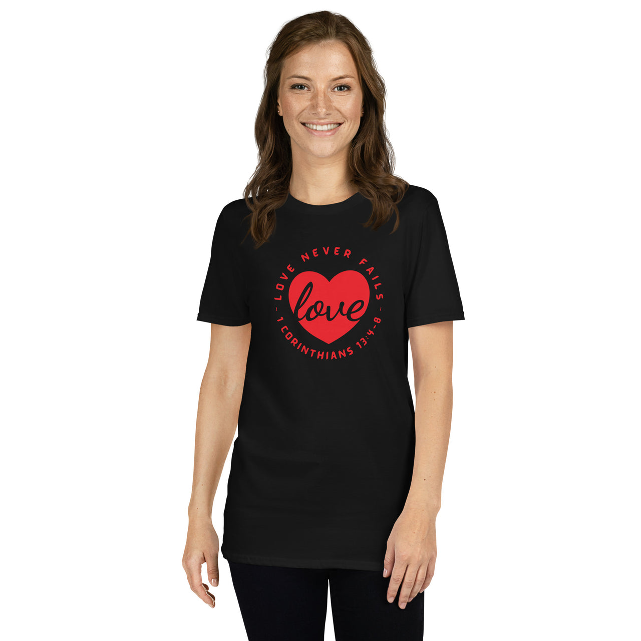 "Love Never Fails" Unisex Softstyle T-Shirt 13