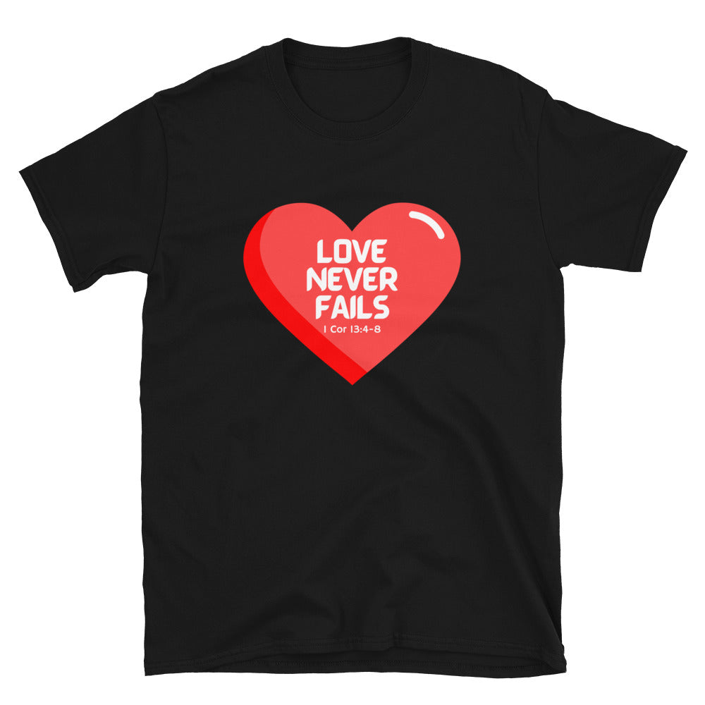 "Love Never Fails" Unisex Softstyle T-Shirt 14