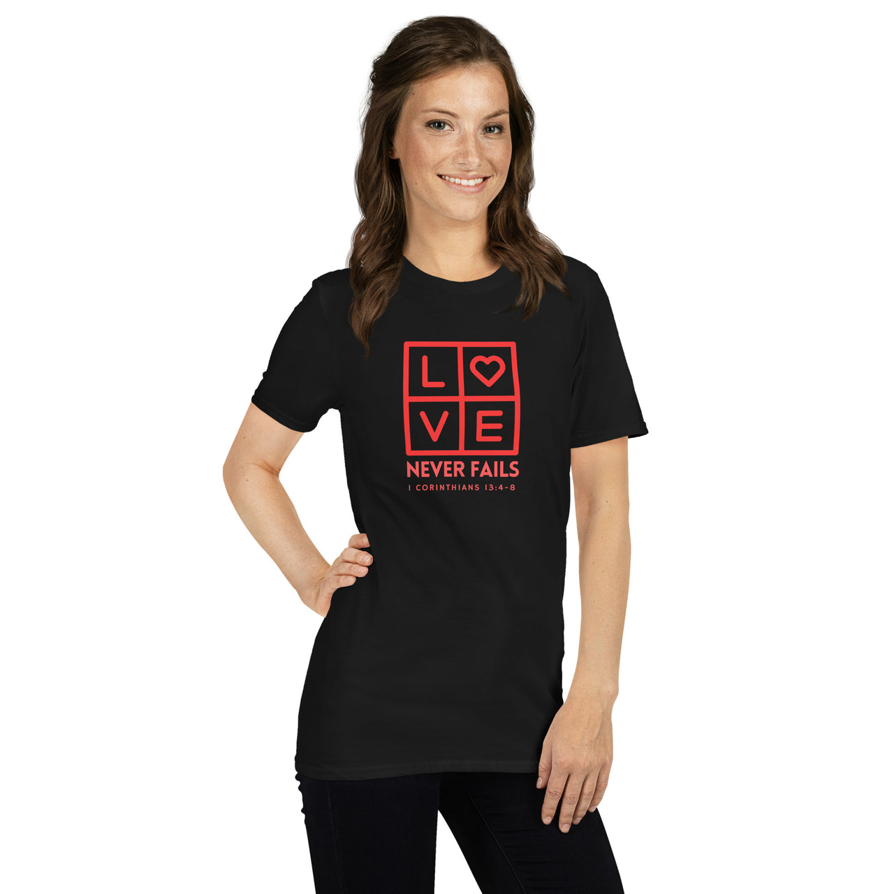 "Love Never Fails" Unisex Softstyle T-Shirt 12
