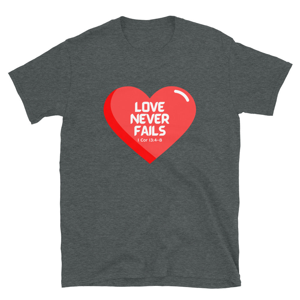 "Love Never Fails" Unisex Softstyle T-Shirt 14
