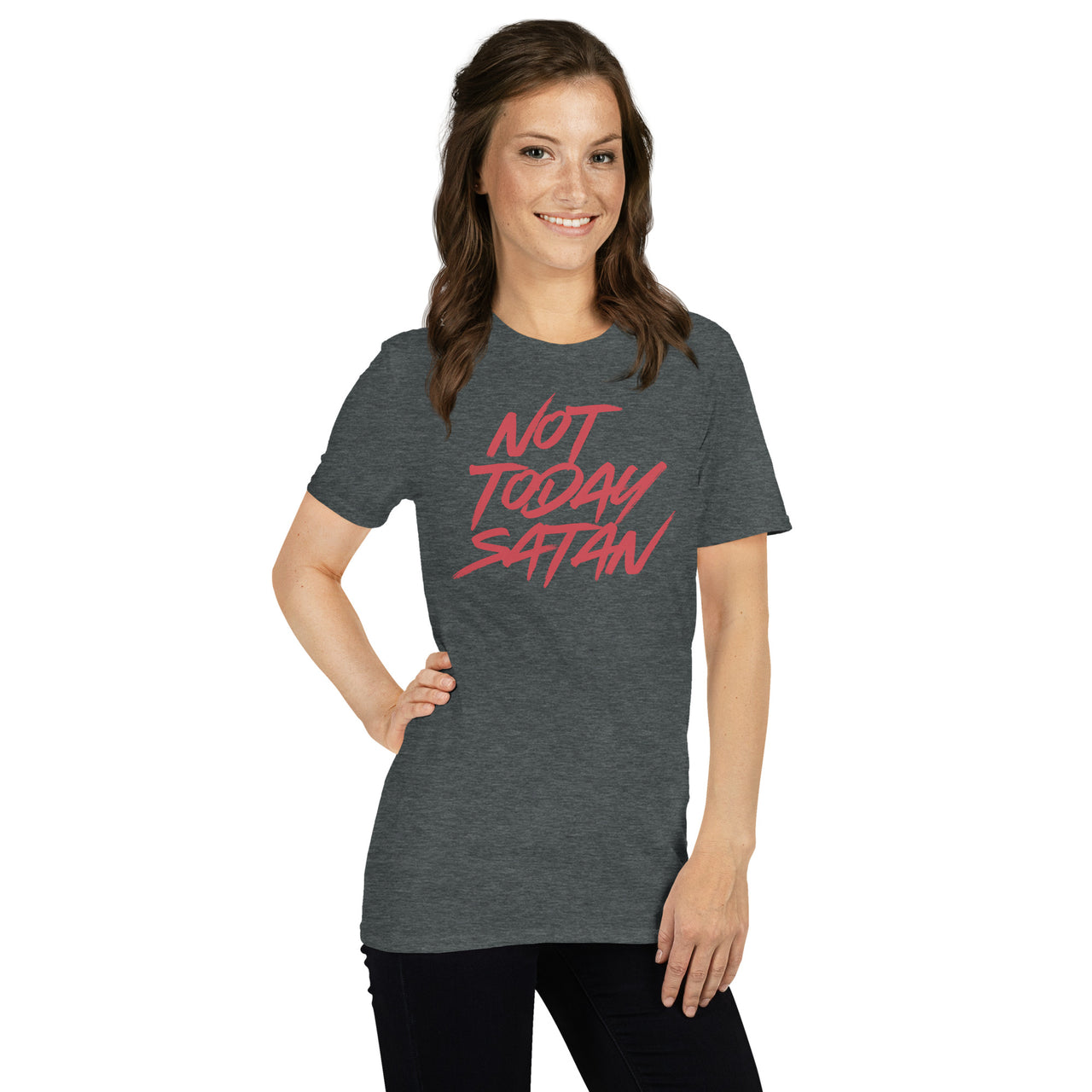 "Not Today Satan" Unisex Softstyle T-Shirt 6