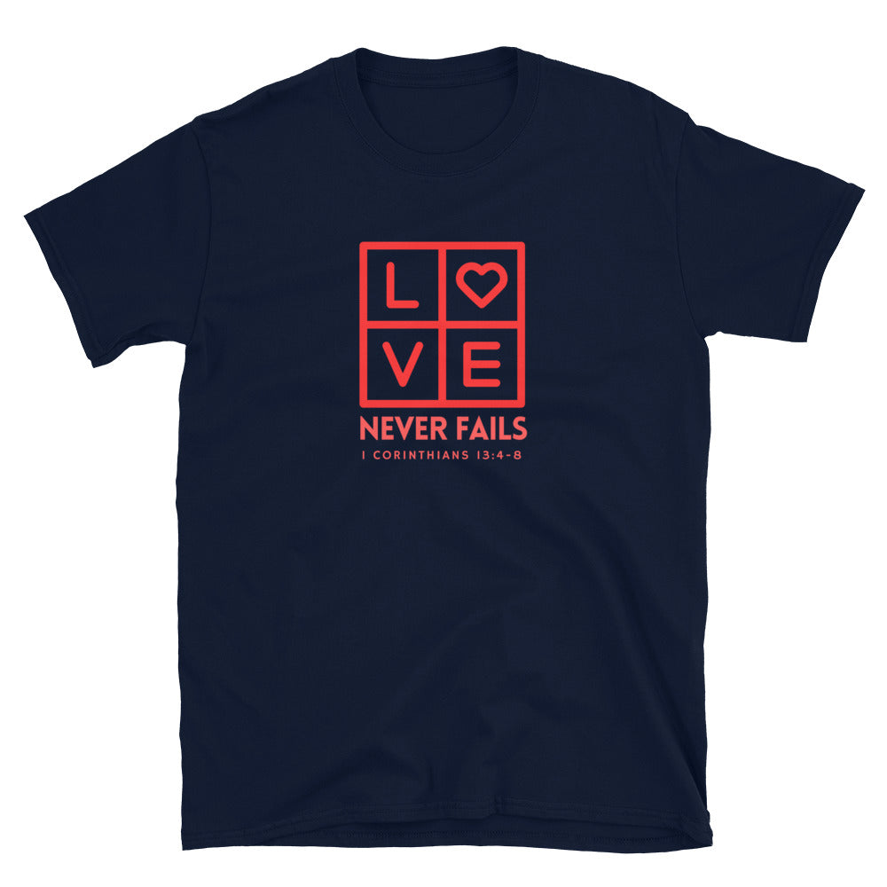 "Love Never Fails" Unisex Softstyle T-Shirt 12