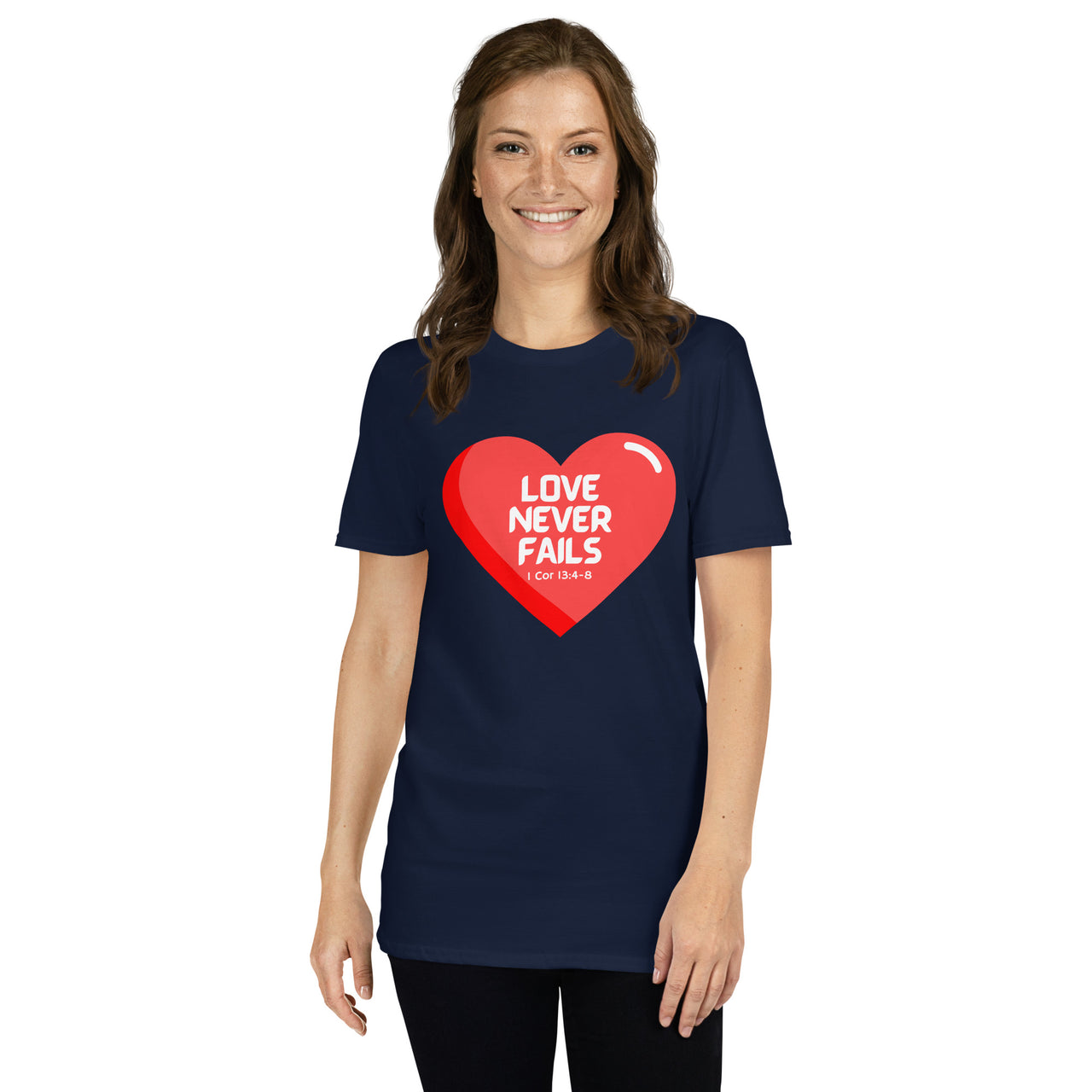 "Love Never Fails" Unisex Softstyle T-Shirt 14