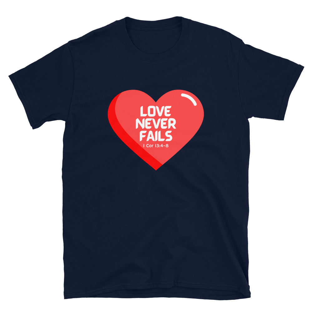 "Love Never Fails" Unisex Softstyle T-Shirt 14