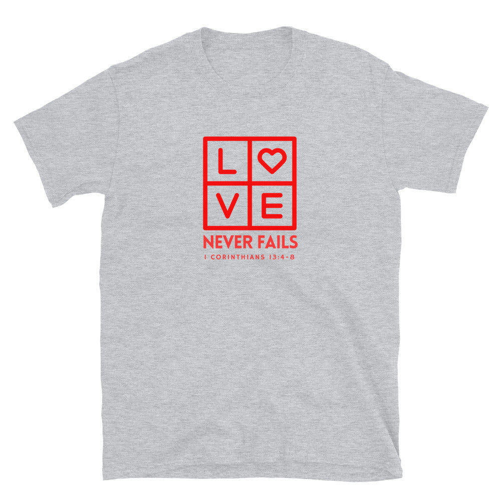 "Love Never Fails" Unisex Softstyle T-Shirt 12
