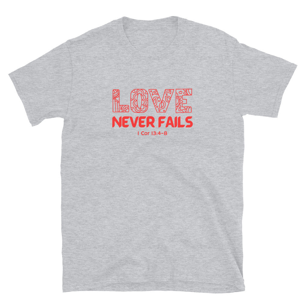 "Love Never Fails" Unisex Softstyle T-Shirt 18