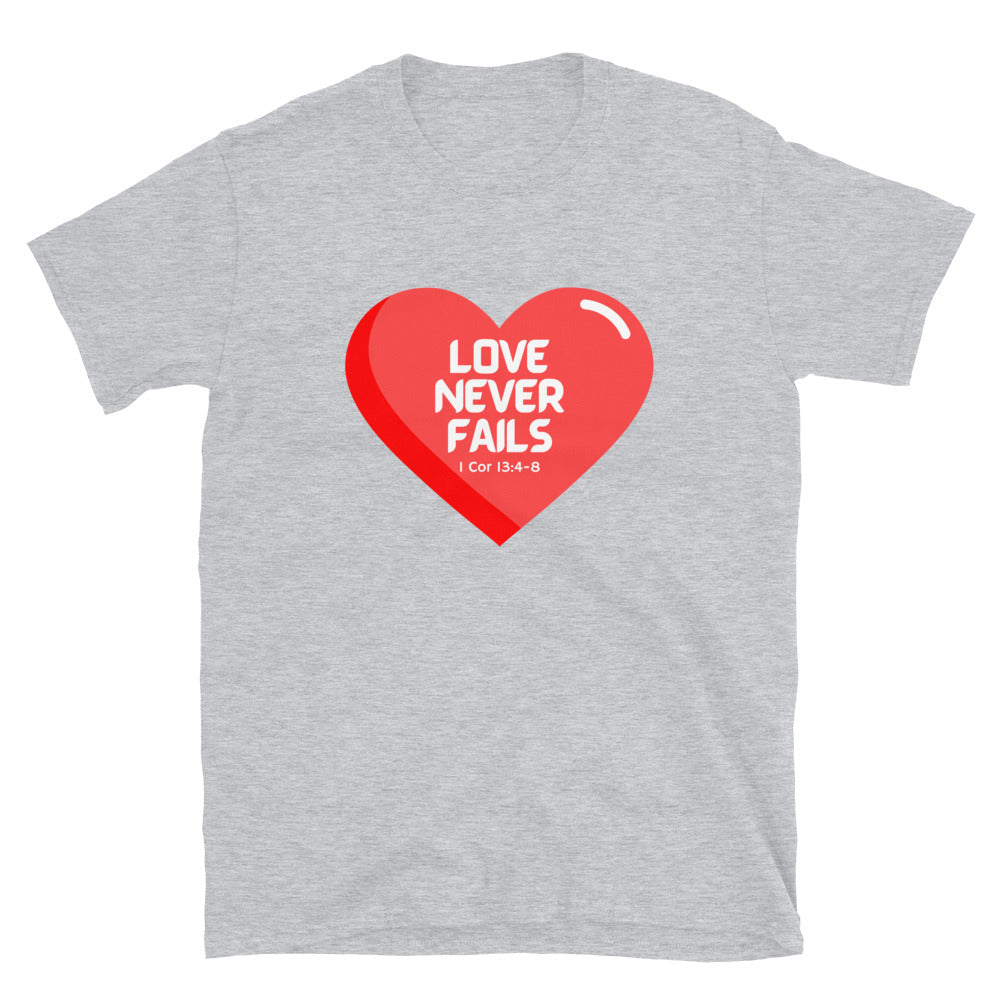 "Love Never Fails" Unisex Softstyle T-Shirt 14