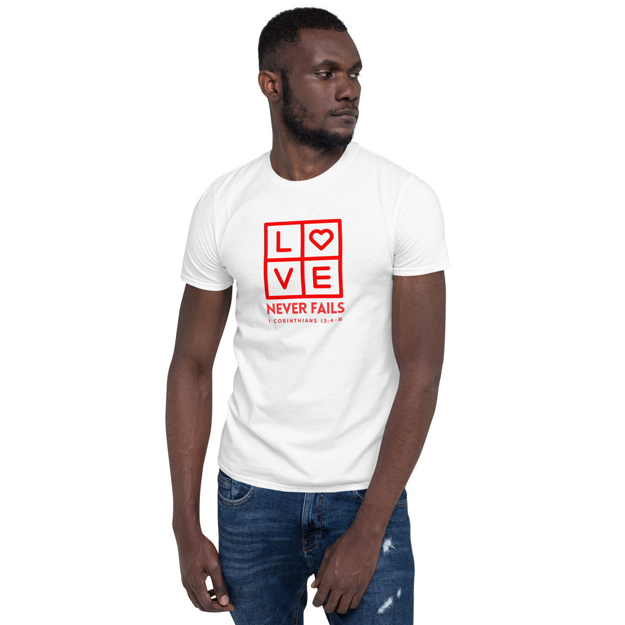 "Love Never Fails" Unisex Softstyle T-Shirt 12