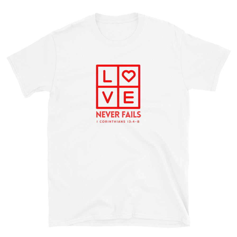 "Love Never Fails" Unisex Softstyle T-Shirt 12