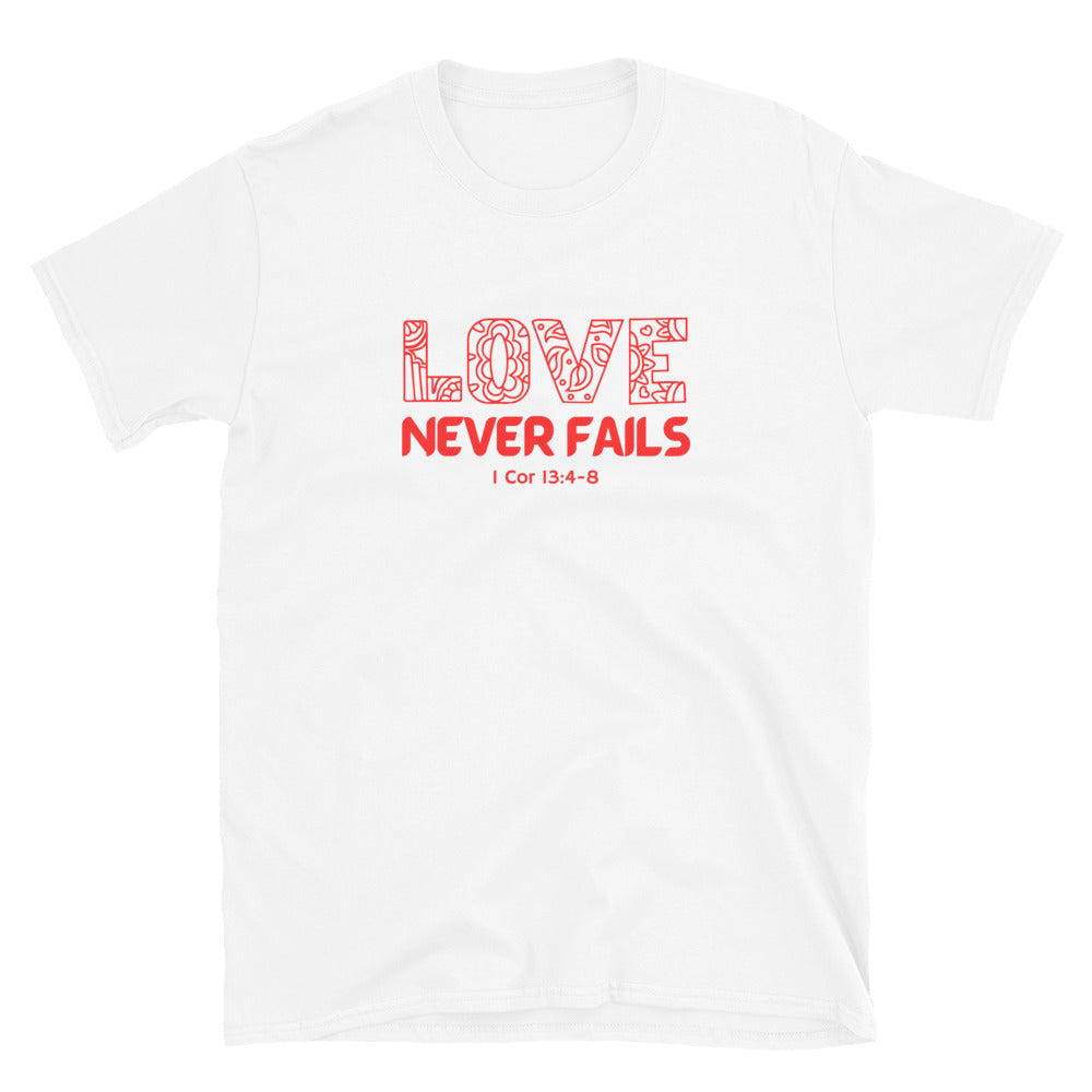 "Love Never Fails" Unisex Softstyle T-Shirt 18