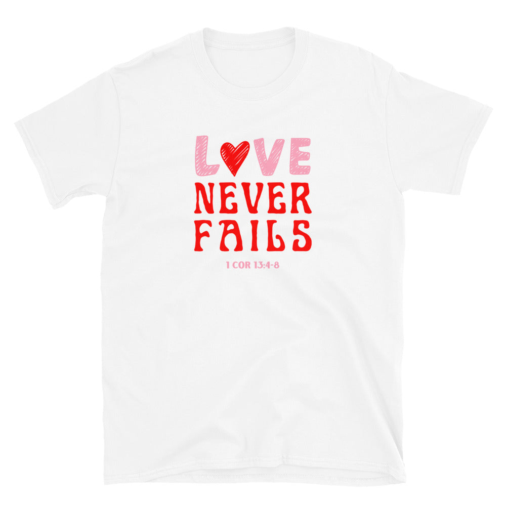 "Love Never Fails" Unisex Softstyle T-Shirt 10