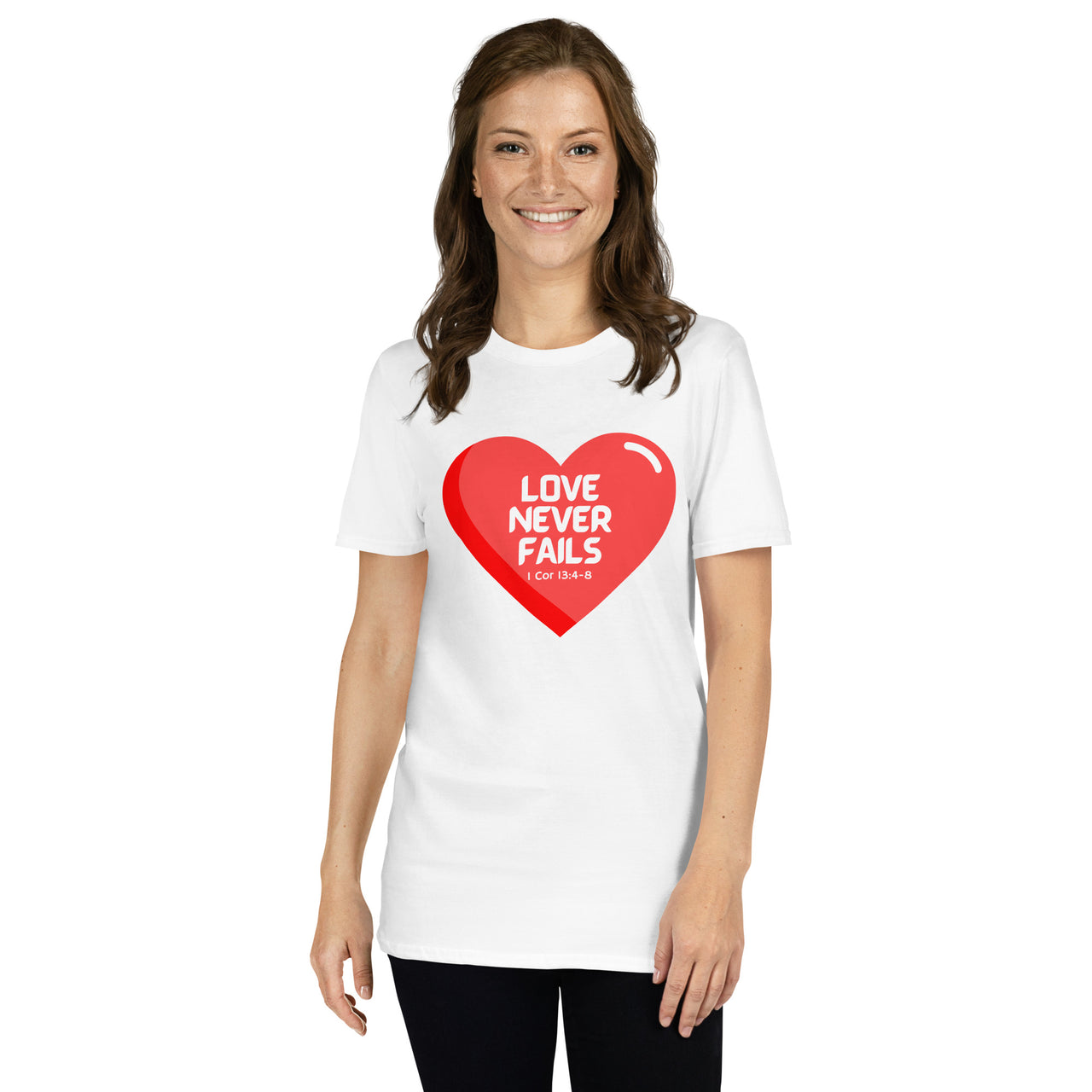 "Love Never Fails" Unisex Softstyle T-Shirt 14