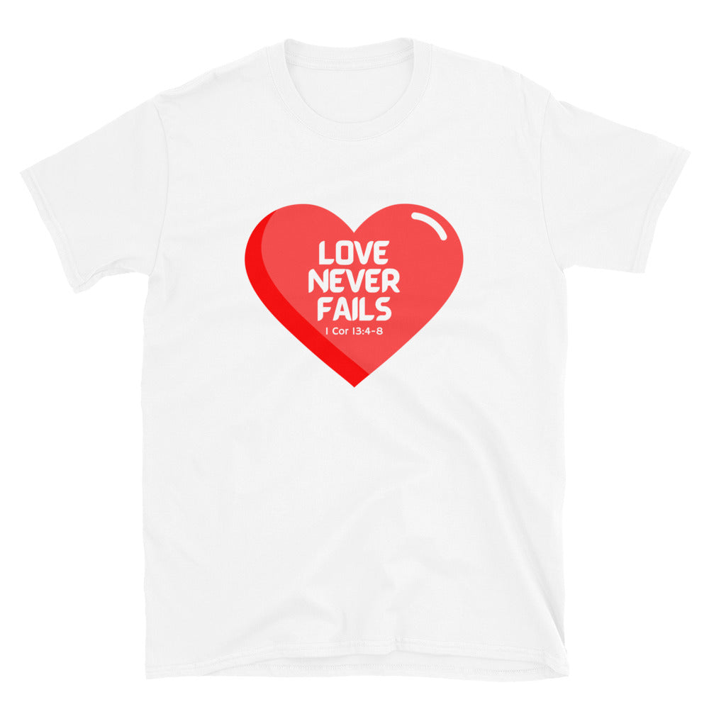 "Love Never Fails" Unisex Softstyle T-Shirt 14