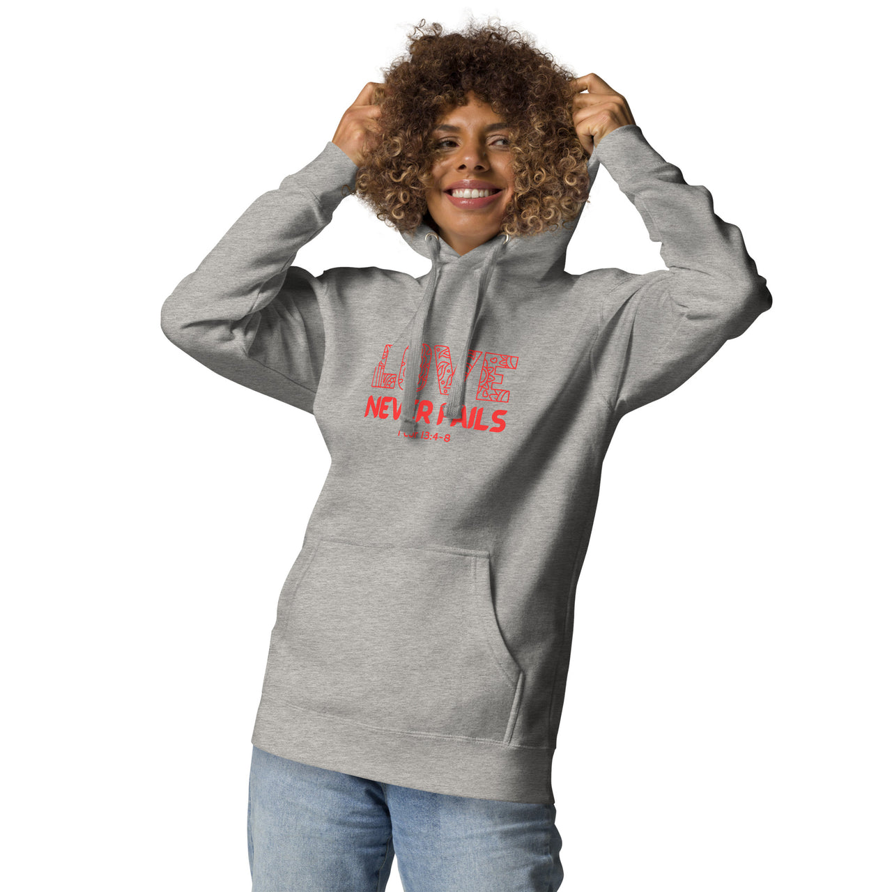 "Love Never Fails" Unisex Premium Hoodie 18