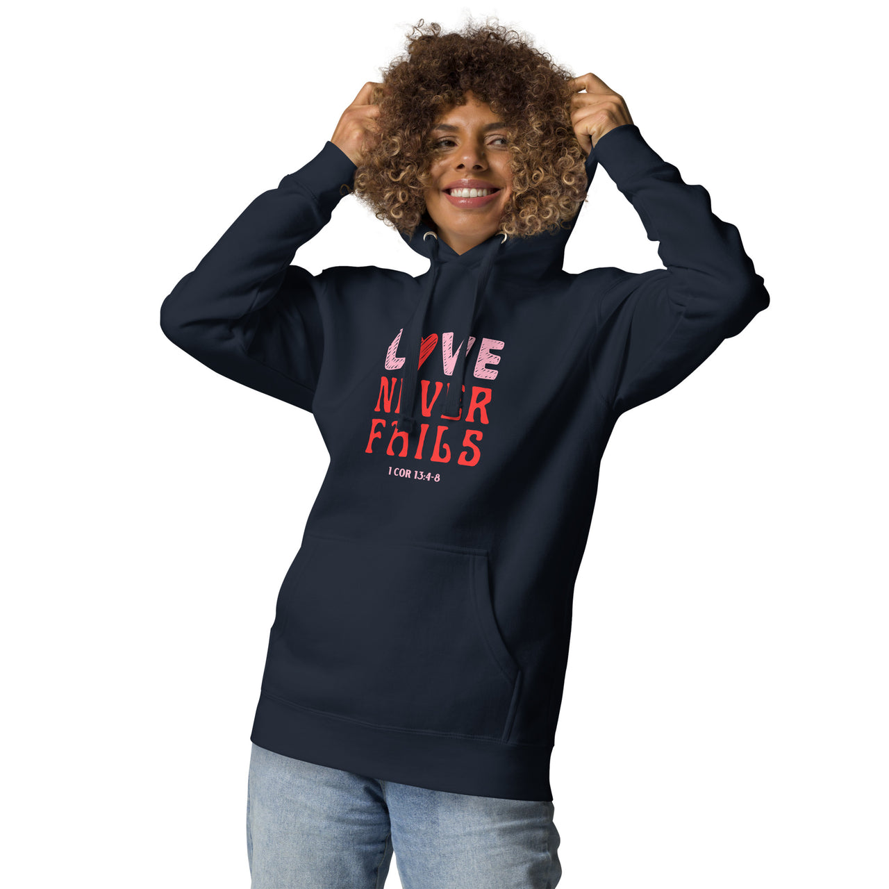 "Love Never Fails" Unisex Premium Hoodie 10