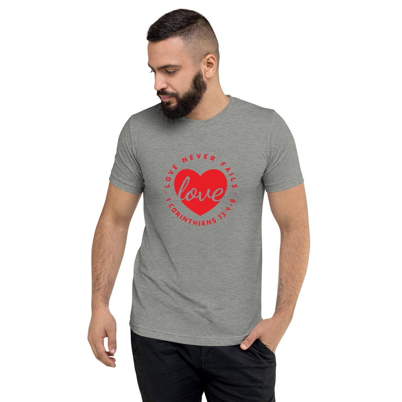 "Love Never Fails" Unisex Tri-Blend T-Shirt 13