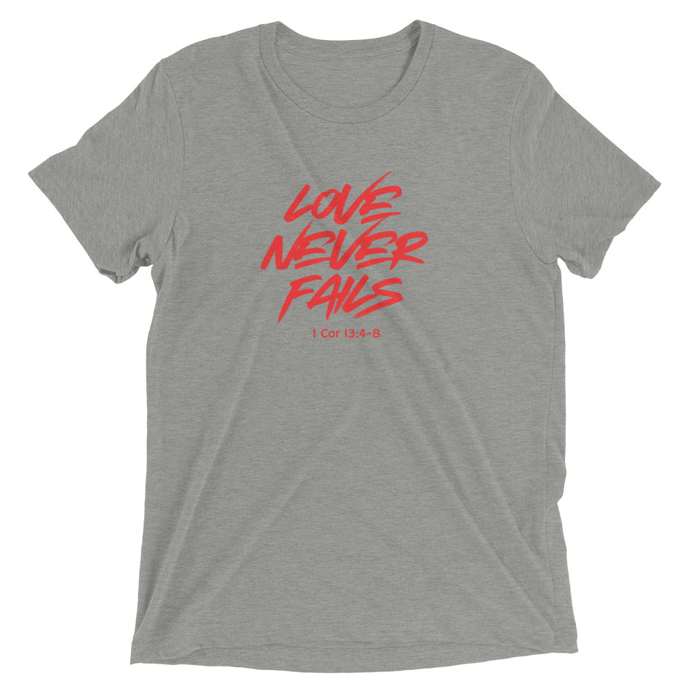 "Love Never Fails" Unisex Tri-Blend T-Shirt 17