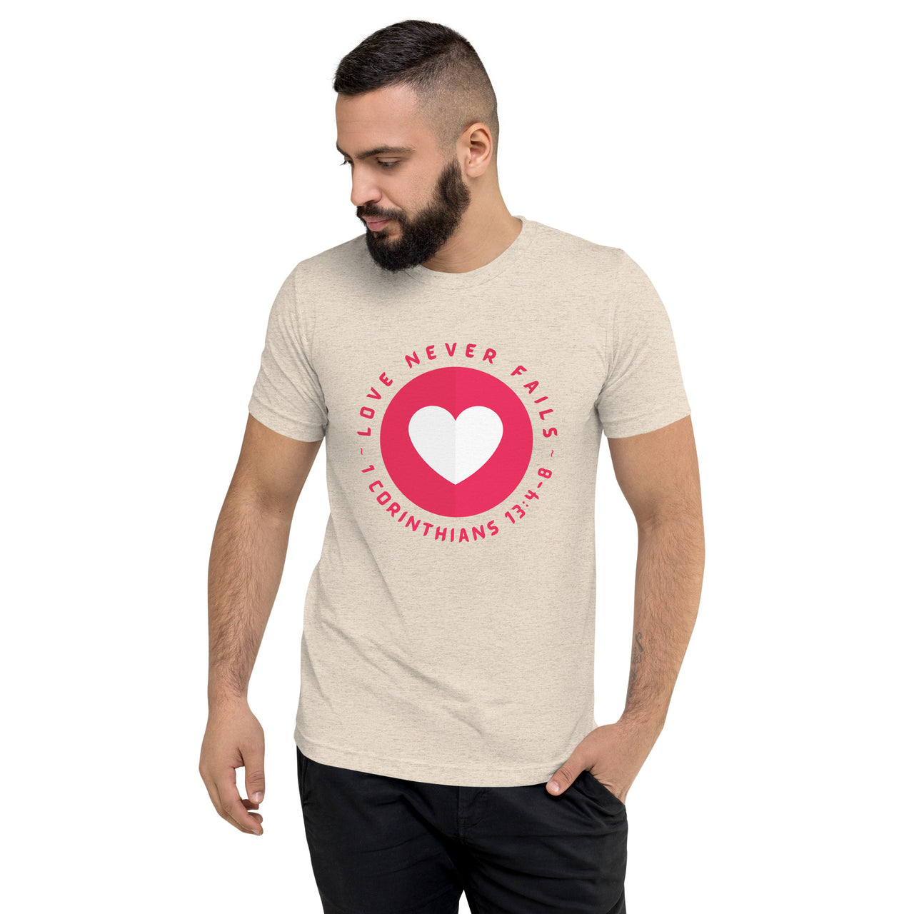 "Love Never Fails" Unisex Tri-Blend T-Shirt 15