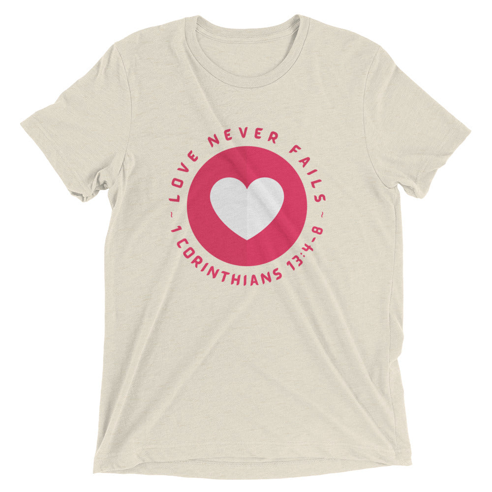 "Love Never Fails" Unisex Tri-Blend T-Shirt 15