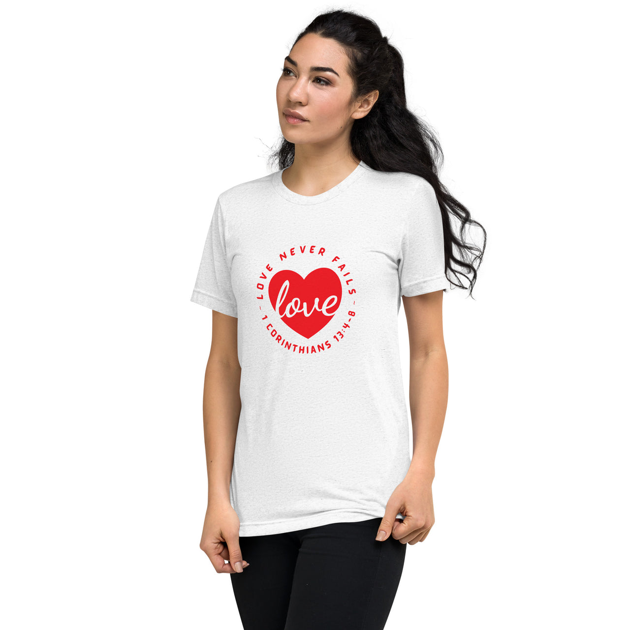 "Love Never Fails" Unisex Tri-Blend T-Shirt 13