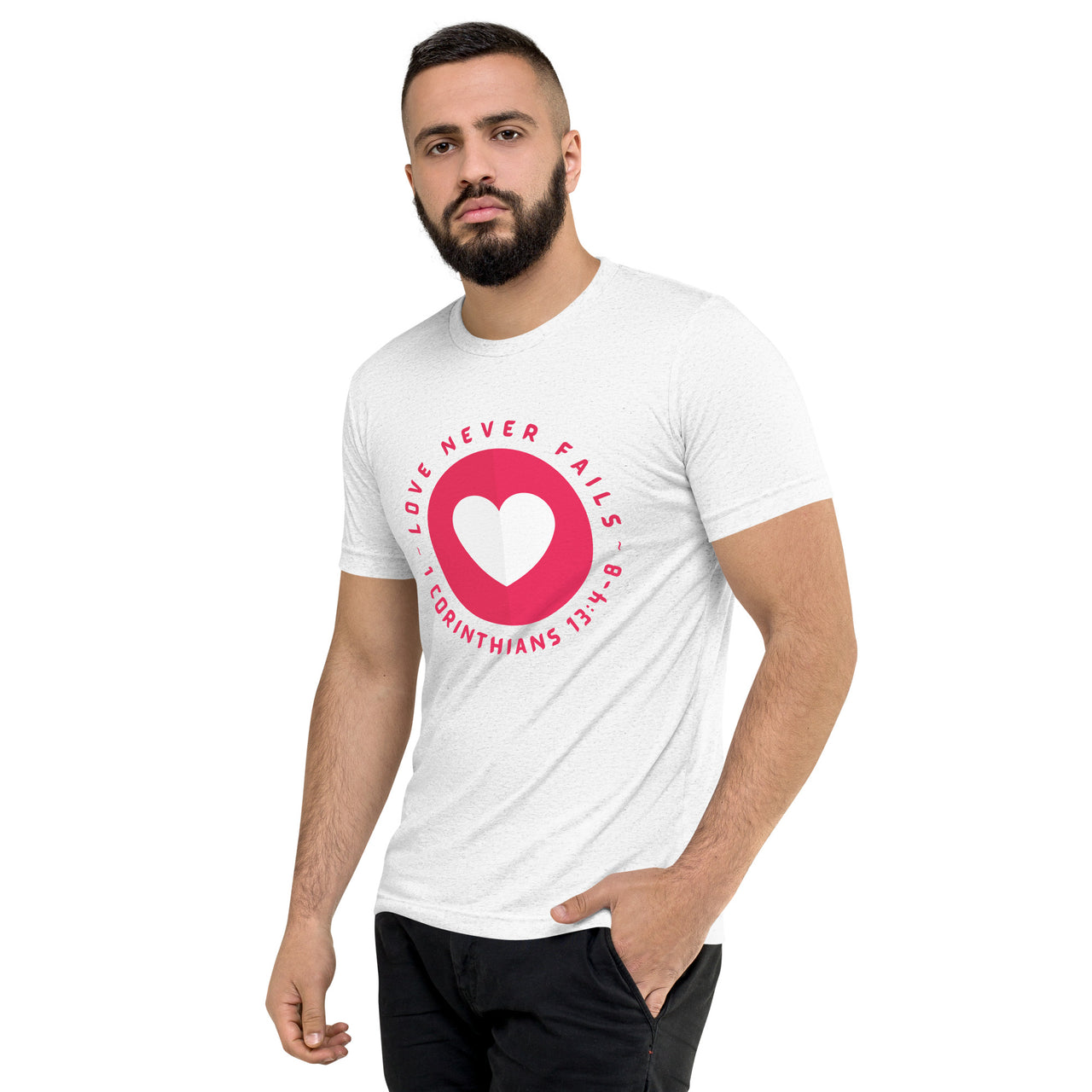 "Love Never Fails" Unisex Tri-Blend T-Shirt 15