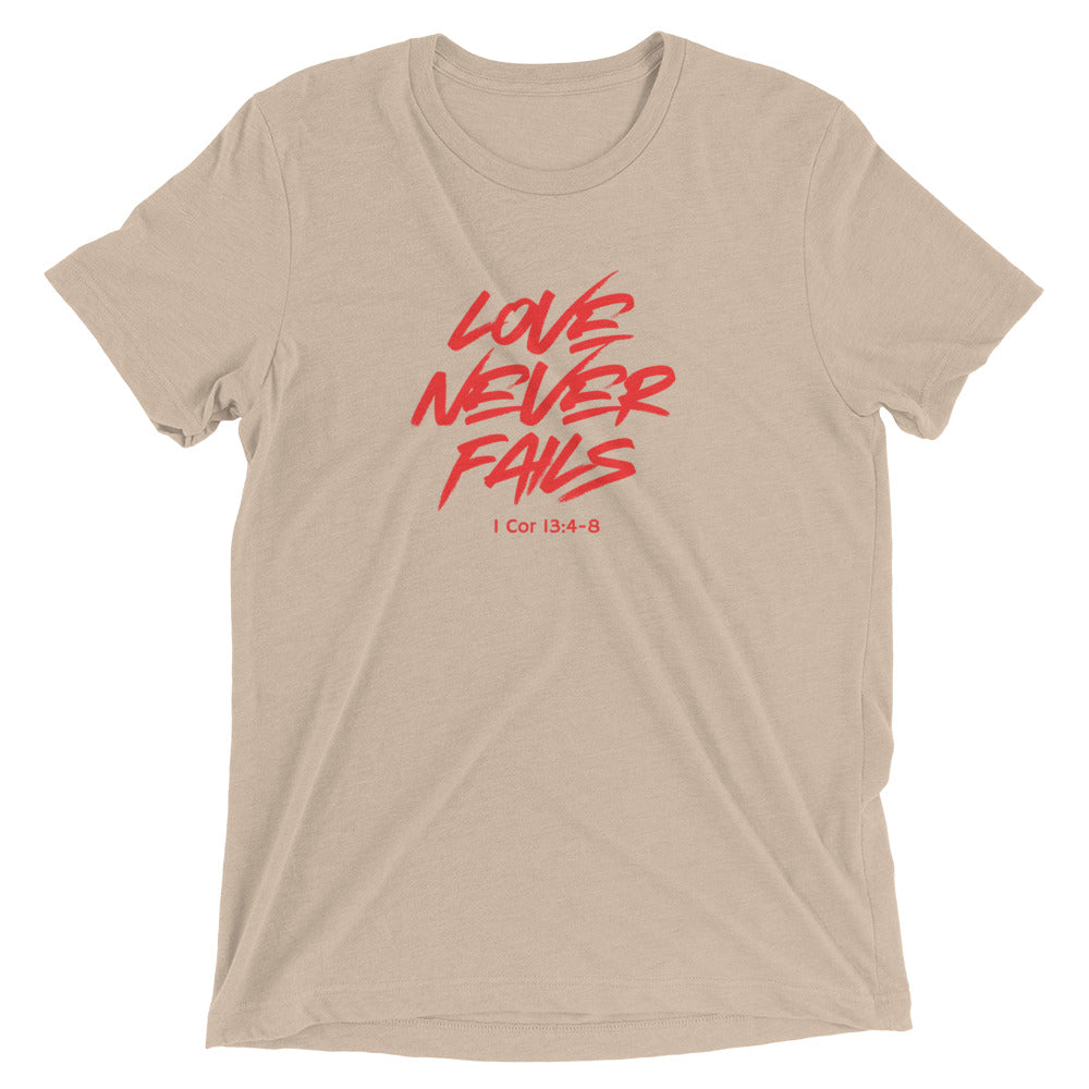 "Love Never Fails" Unisex Tri-Blend T-Shirt 17