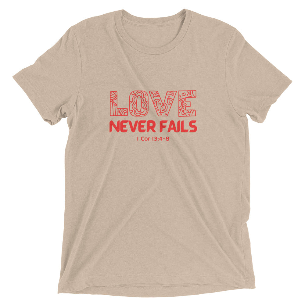 "Love Never Fails" Unisex Tri-Blend T-Shirt 18